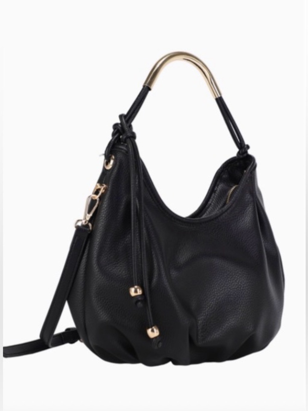 Classic Black Hobo Bag with Gold Accent